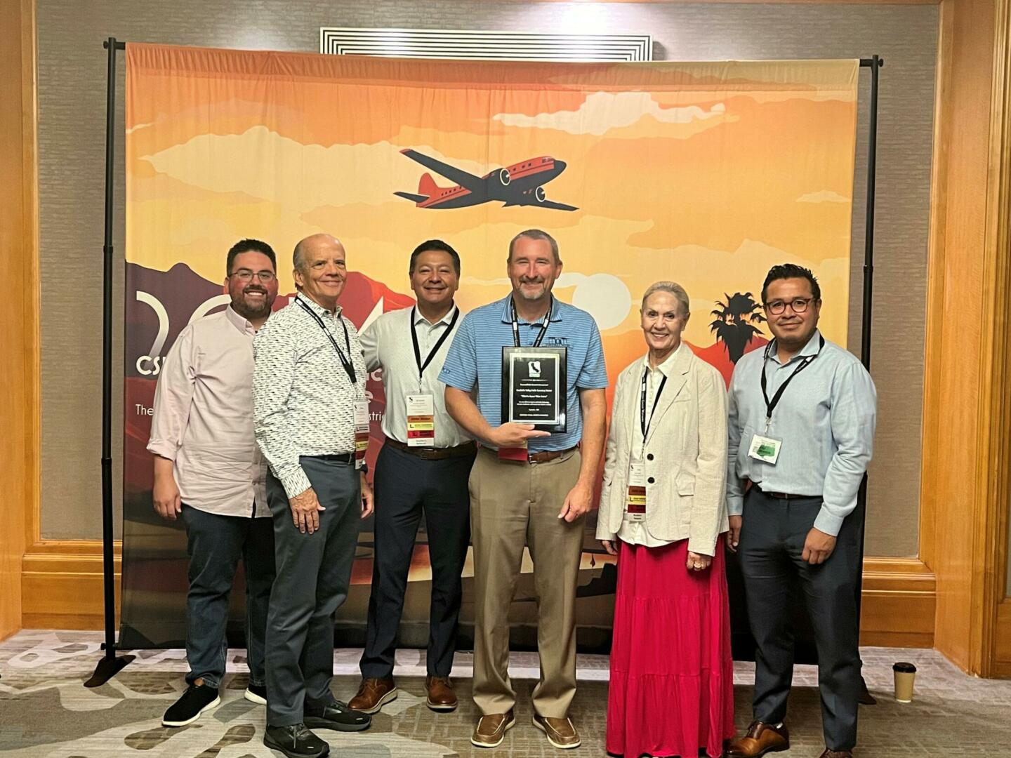 Photo note – Left to Right, Trustee Marcos Cornel, Jr., Trustee Dr. Bruce Underwood, Chair Ernesto Rosales, General Manager Joshua Bonner, Vice Chair Judy Vossler, General Counsel Carlos Campos. Photo supplied by Coachella Valley Public Cemetery District.