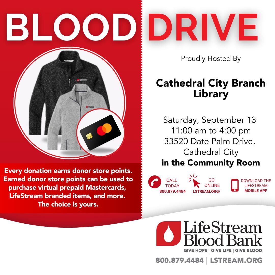 Blood Drive at the Cathedral City Branch Library