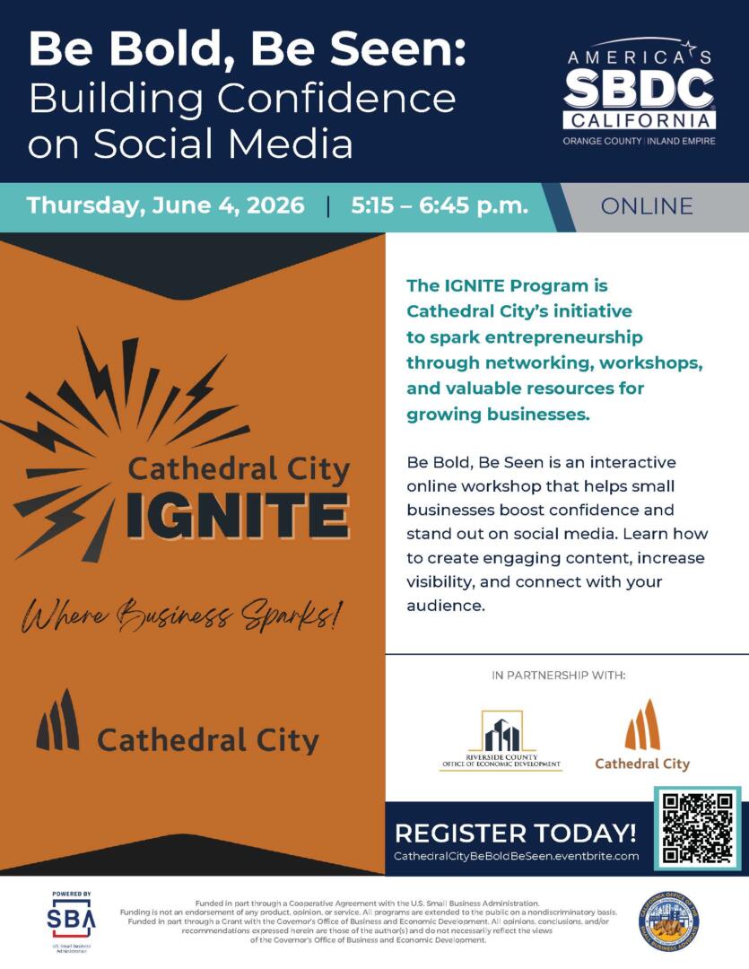 Cathedral City IGNITE and SBDC Launch Two Dynamic Programs to Empower Local Entrepreneurs